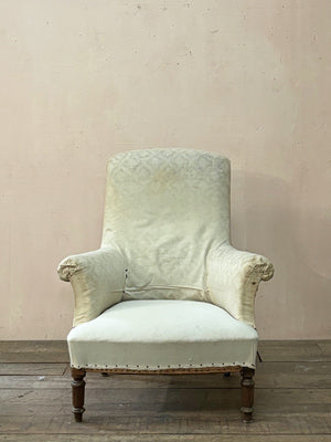 High back armchair 'as is' (or £1,200 inc. re-upholstery, ex. fabric)