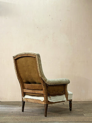 High back armchair 'as is' (or £1,200 inc. re-upholstery, ex. fabric)