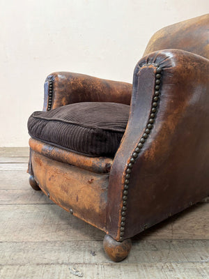 Large leather club armchair