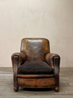 Large leather club armchair