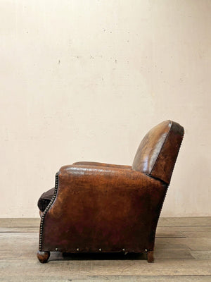 Large leather club armchair