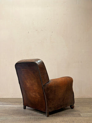Large leather club armchair