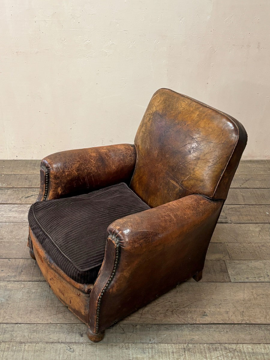 Large leather club armchair