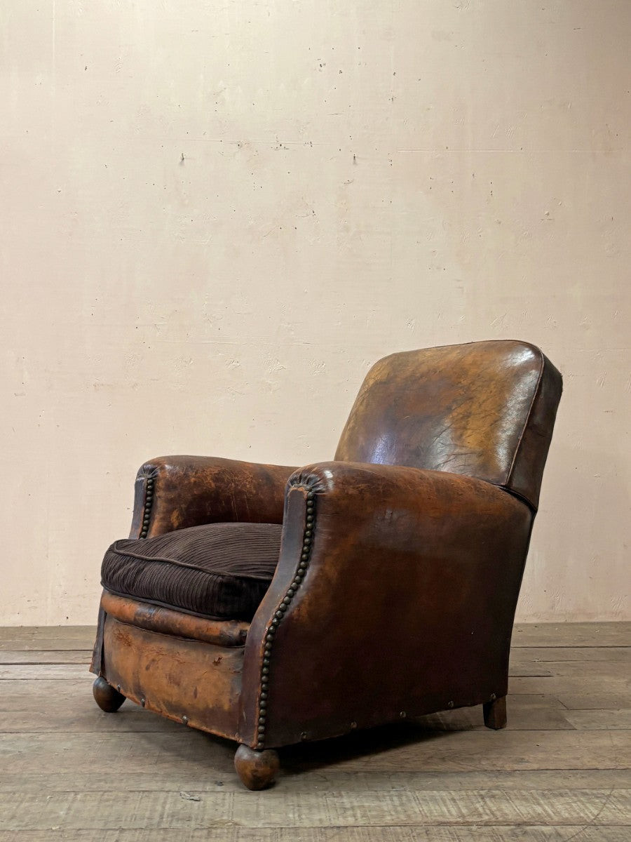 Large leather club armchair