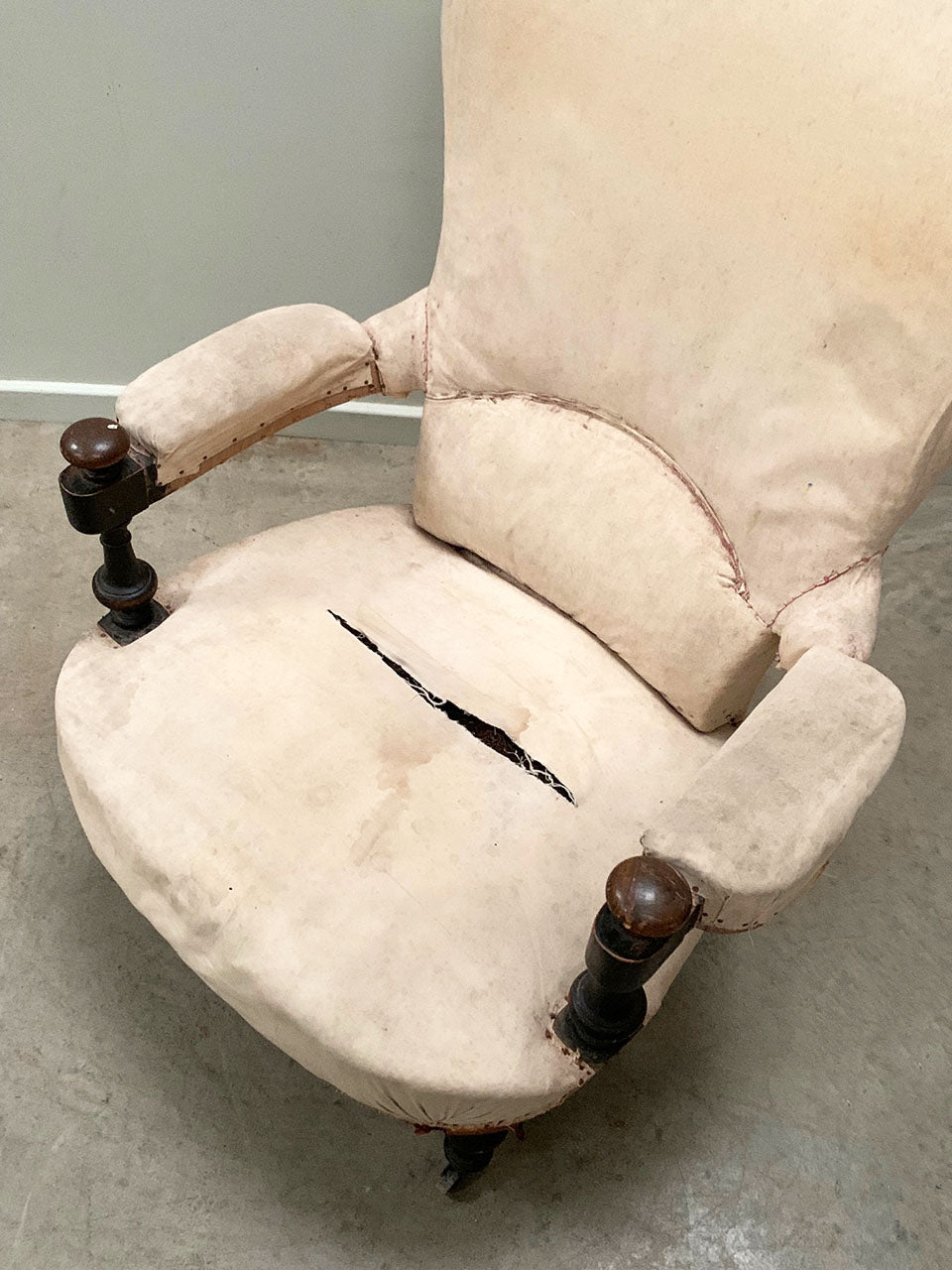 Rounded back open armchair 'as is'