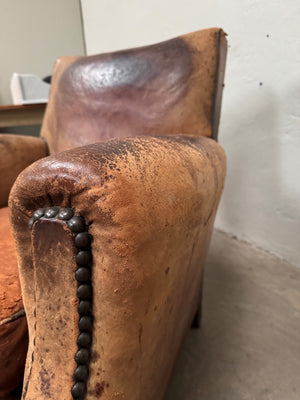 Leather club armchair