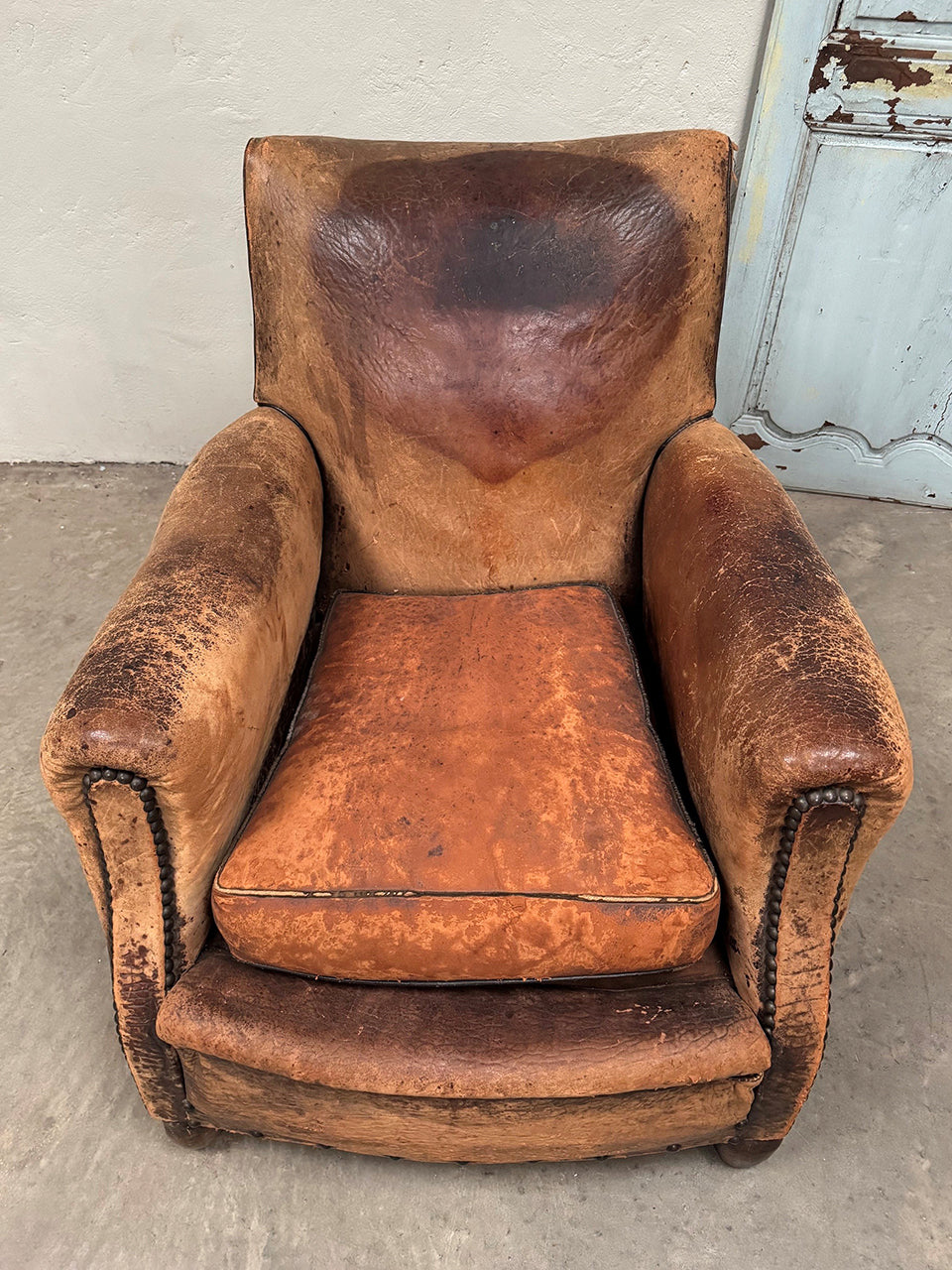 Leather club armchair