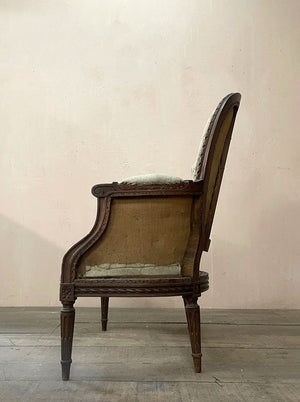 Louis XVI bergère armchair for re-upholstery