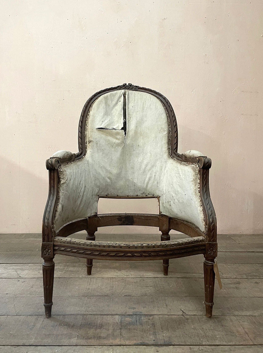Louis XVI bergère armchair for re-upholstery