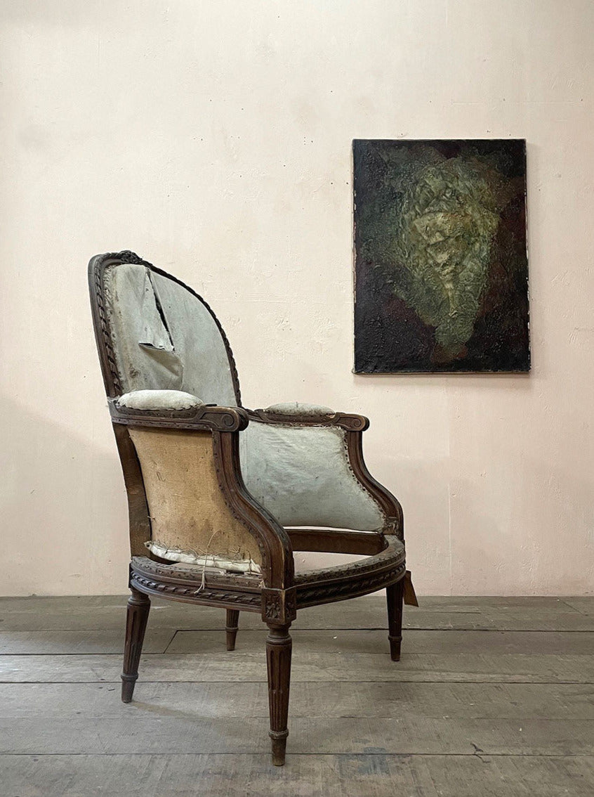 Louis XVI bergère armchair for re-upholstery