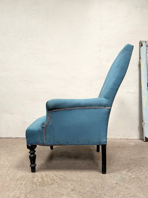 Napoleon III armchair in blue fabric