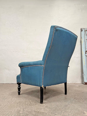 Napoleon III armchair in blue fabric