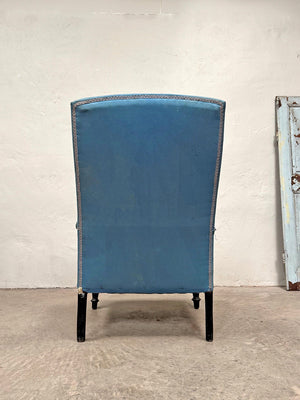 Napoleon III armchair in blue fabric
