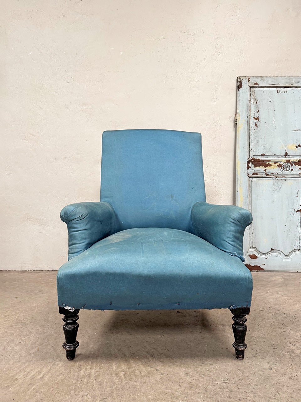 Napoleon III armchair in blue fabric