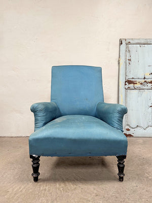 Napoleon III armchair in blue fabric