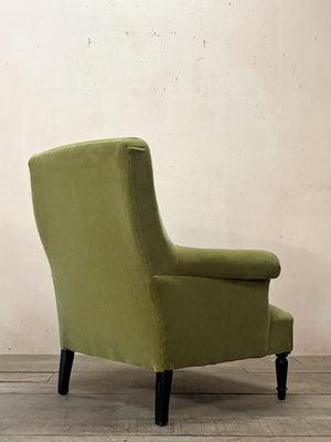 Olive green mohair armchair