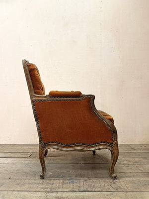 Pair of button back Louis XV style armchairs