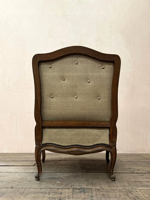 Pair of button back Louis XV style armchairs
