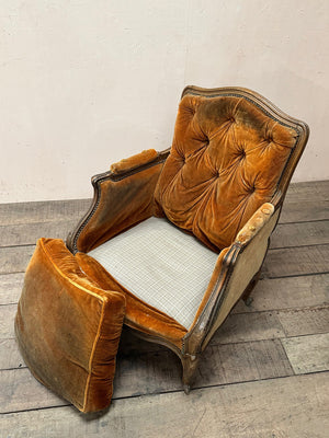 Pair of button back Louis XV style armchairs
