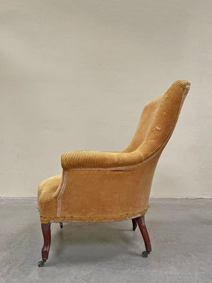 Pair of mustard cord armchairs 'as is' (Reserved)