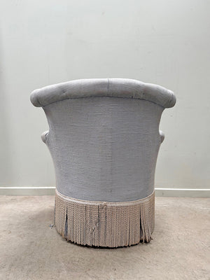 Pair of blue deep buttoned chapeau armchairs