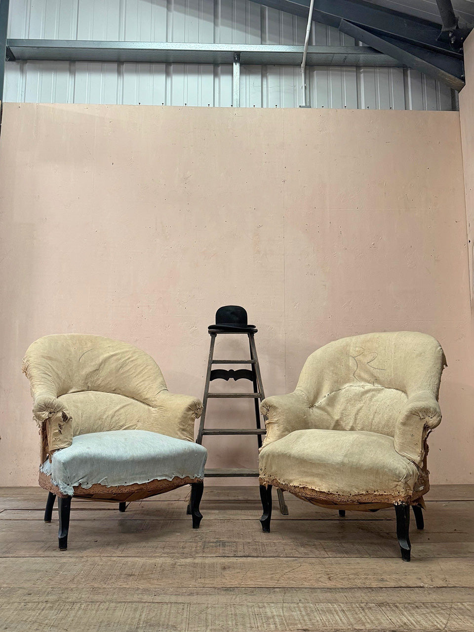 Pair of crapaud armchairs for re-upholstery