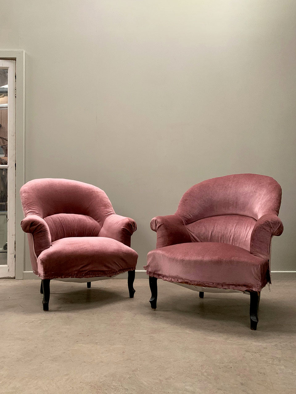 Pair of crapaud armchairs 'as is'