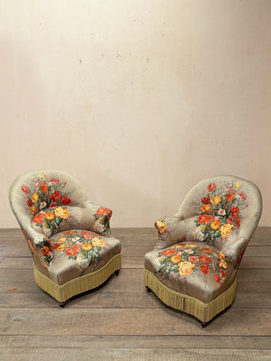 Pair of floral armchairs 'as is'
