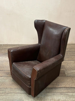 Pair of leather wing chairs 'as is'