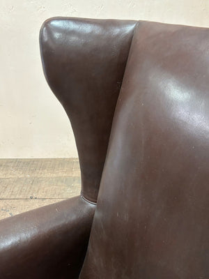 Pair of leather wing chairs 'as is'