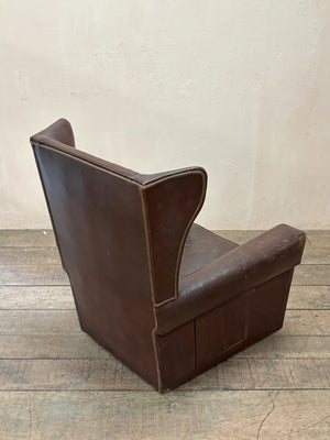 Pair of leather wing chairs 'as is'