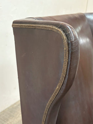 Pair of leather wing chairs 'as is'