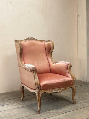 Pair of Louis XV wing armchairs ('as is' or £3,000 inc. re-upholstery, ex. fabric)