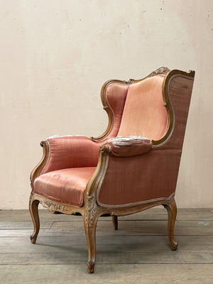 Pair of Louis XV wing armchairs ('as is' or £3,000 inc. re-upholstery, ex. fabric)