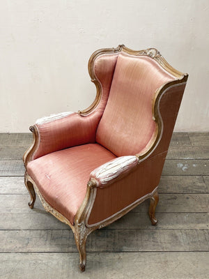 Pair of Louis XV wing armchairs ('as is' or £3,000 inc. re-upholstery, ex. fabric)