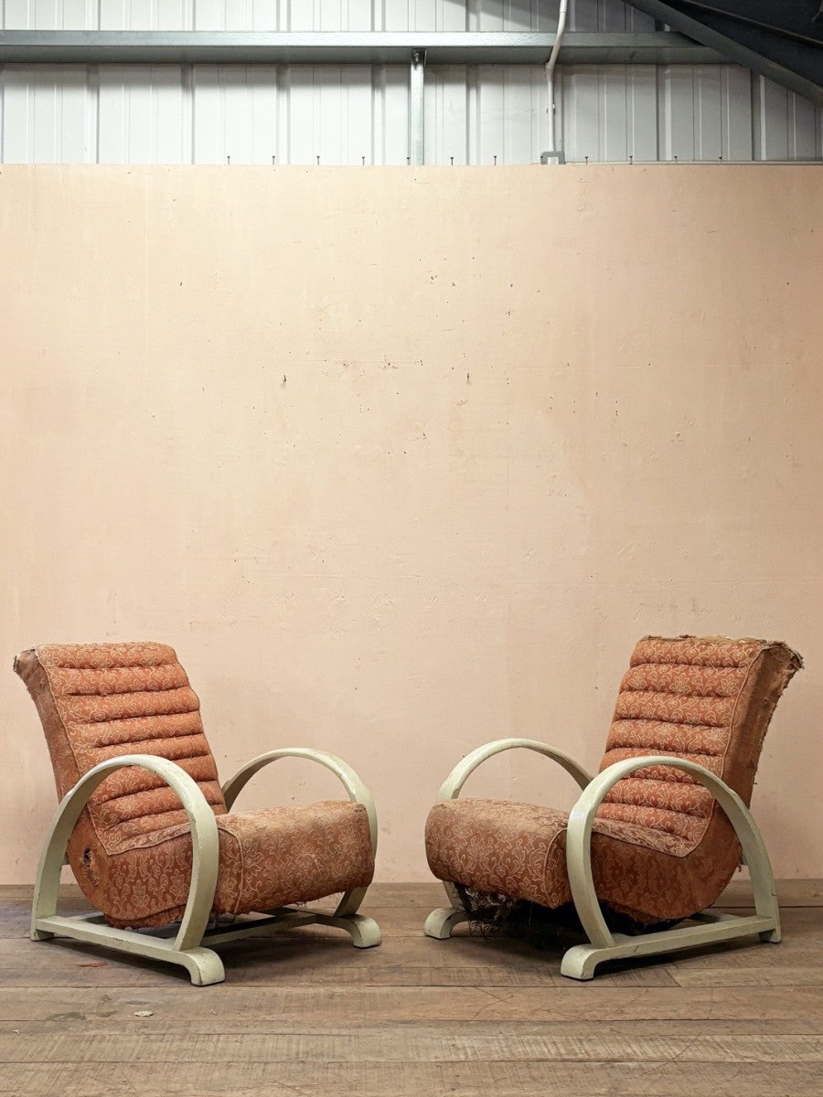 Pair of mid century armchairs 'as is'