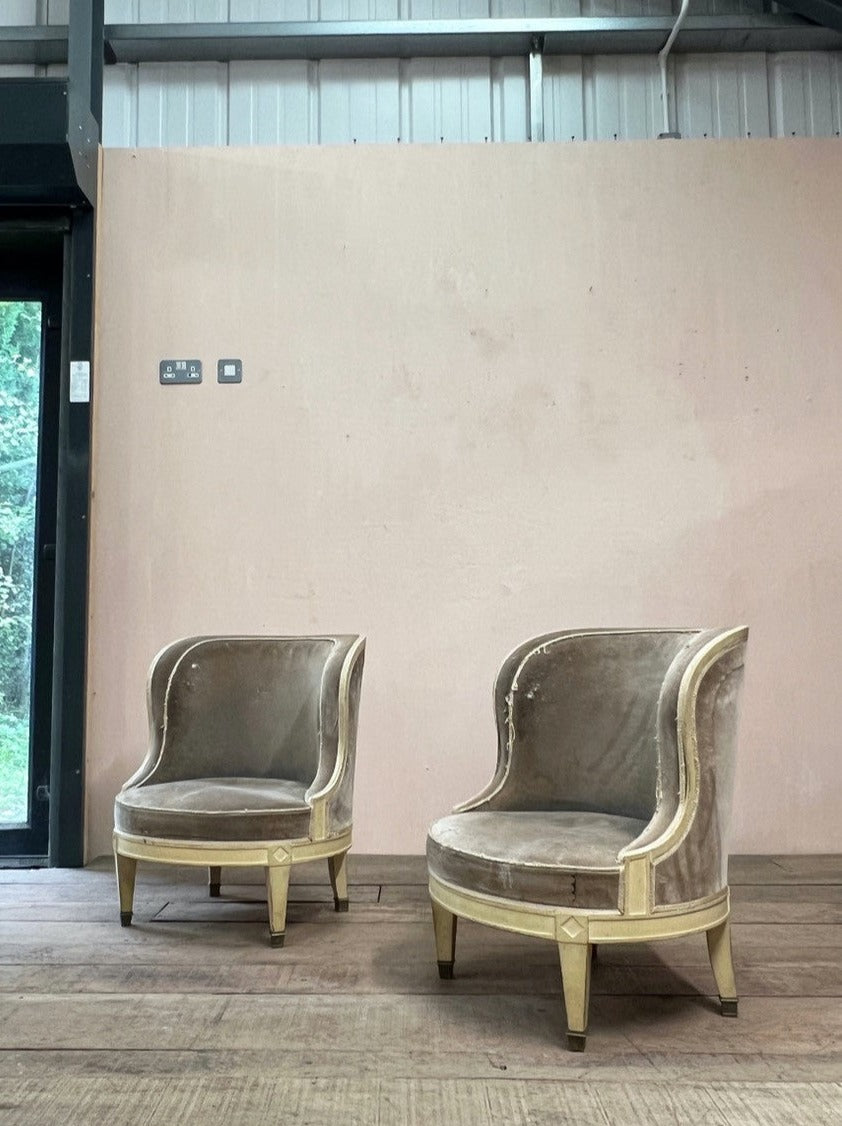 Pair of petite Directoire style chairs