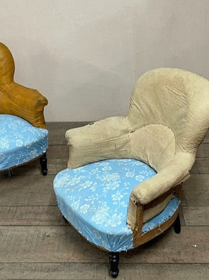 Pair of 19th century armchairs (re-upholstered, ex. fabric)