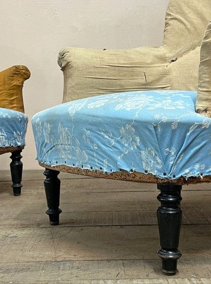 Pair of 19th century armchairs (re-upholstered, ex. fabric)