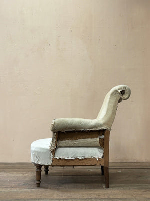 Pair of scroll back armchairs 'as is' (or £2,400 inc. re-upholstery, ex. fabric) (Reserved)