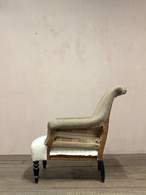 Pair of scroll back armchairs (inc. completion of the re-upholstery)