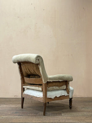 Pair of scroll back armchairs 'as is' (or £2,400 inc. re-upholstery, ex. fabric) (Reserved)