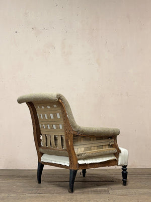 Pair of scroll back armchairs (inc. completion of the re-upholstery)