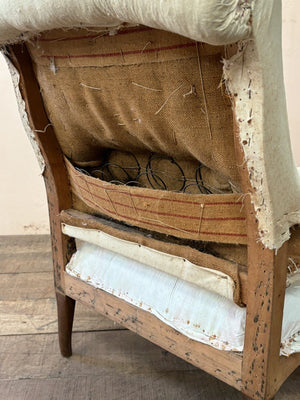 Pair of scroll back armchairs 'as is' (or £2,400 inc. re-upholstery, ex. fabric) (Reserved)