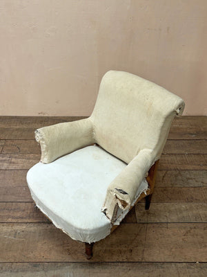 Pair of scroll back armchairs 'as is' (or £2,400 inc. re-upholstery, ex. fabric) (Reserved)