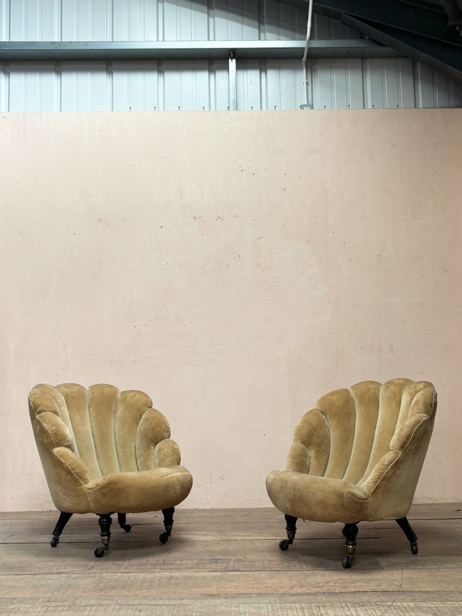 Pair of shell armchairs (pair, 'as is')