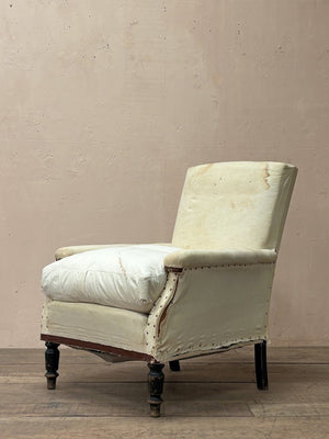 Pair of slim sided armchairs (inc. restoration & re-upholstery, ex. fabric)