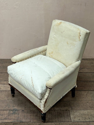 Pair of slim sided armchairs (inc. restoration & re-upholstery, ex. fabric)