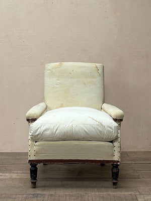 Pair of slim sided armchairs (inc. restoration & re-upholstery, ex. fabric)