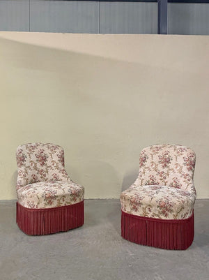 Pair of rounded back slipper chairs